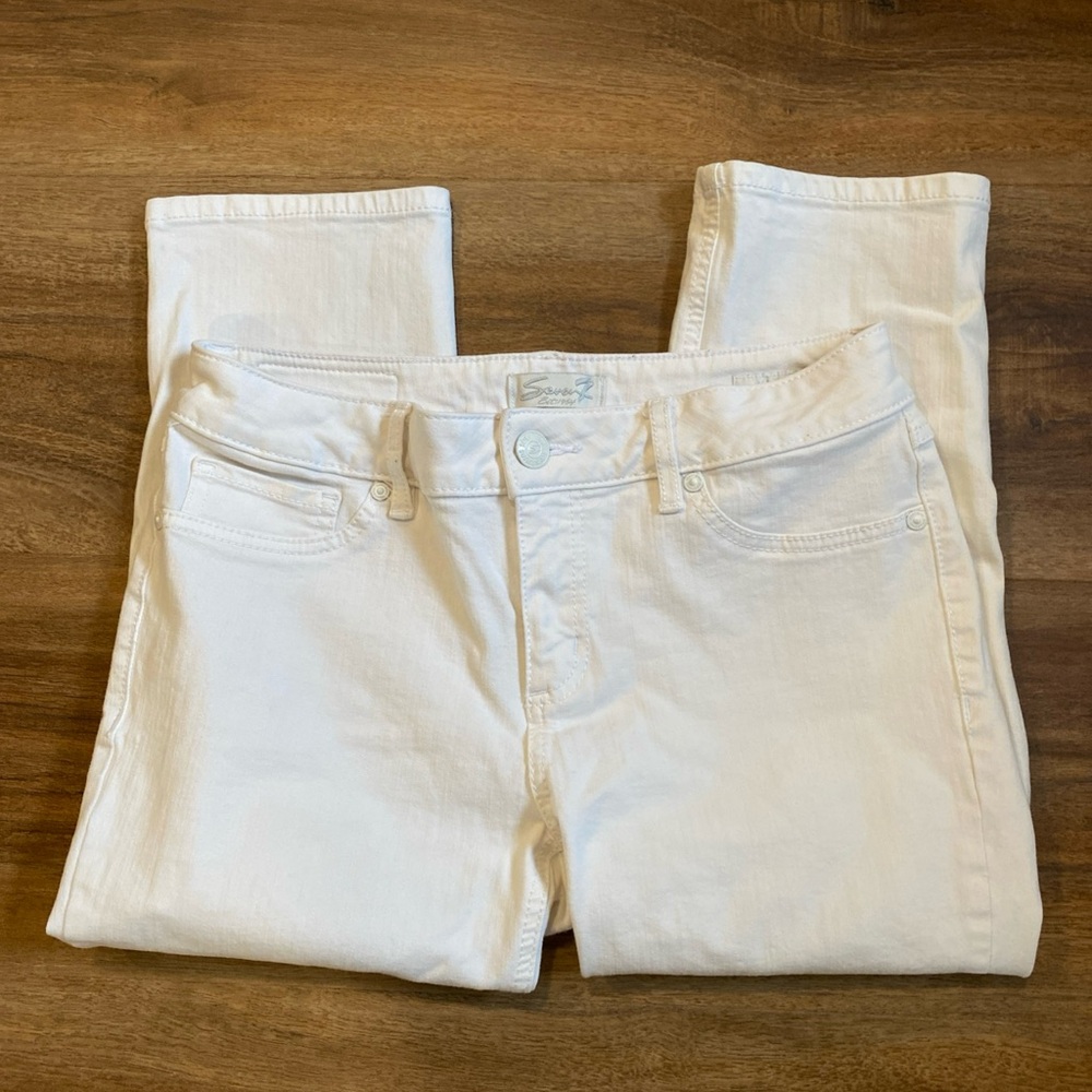 Seven 7 Skinny Capri White Jeans Size 10 Stretch Denim Mid Rise